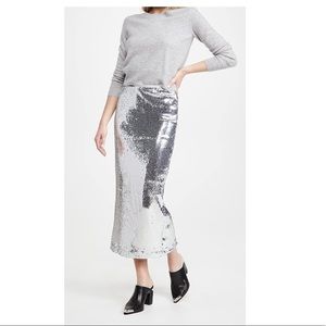 Silver sequin midi skirt